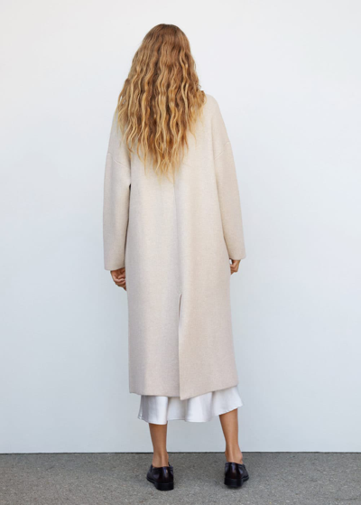 Shop Mango Oversized Knitted Coat With Pockets Light/pastel Grey In Light,pastel Grey
