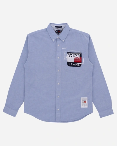 Shop Aries Tommy X  Remade: Overprinted Pocket Shirt In Blue