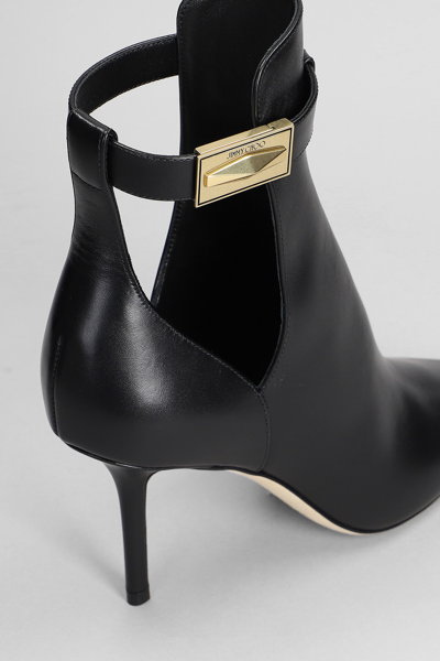 Shop Jimmy Choo Nell High Heels Ankle Boots In Black Leather