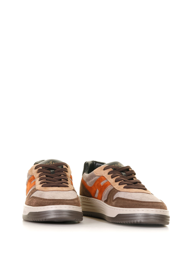 Shop Hogan H630 Sneakers In Leather And Suede In Marrone Bruciato
