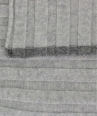 Shop Brunello Cucinelli Ribbed Knit Scarf In Ciottolo/grigio Scuro