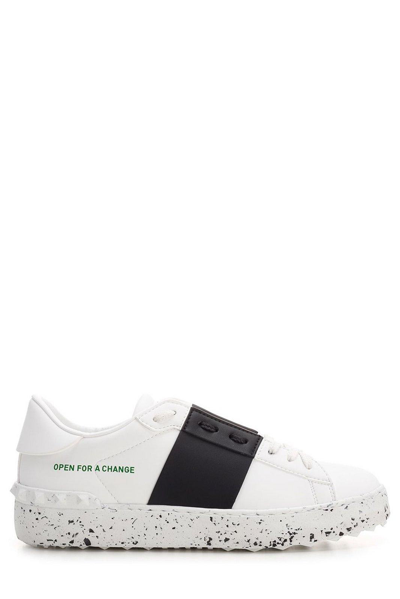 Shop Valentino Garavani Rockstud Open For A Change Sneakers In Bianco/nero