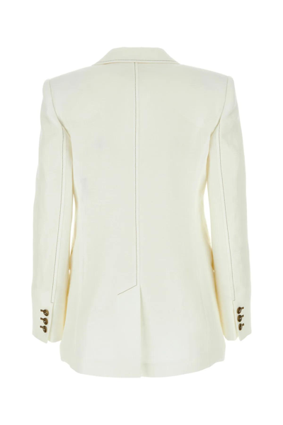 Shop Max Mara White Linen Verace Blazer In Bianco