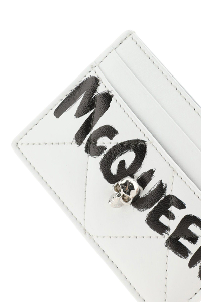 Shop Alexander Mcqueen White Leather Card Holder In White/black