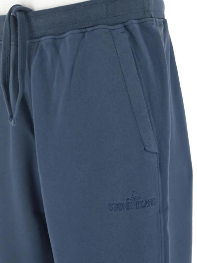 Shop Stone Island Sweatpants With Logo Embroidery In Dark Blue