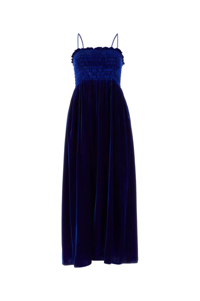 Shop Gucci Blue Velvet Dress