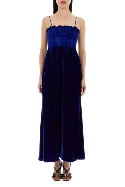 Shop Gucci Blue Velvet Dress