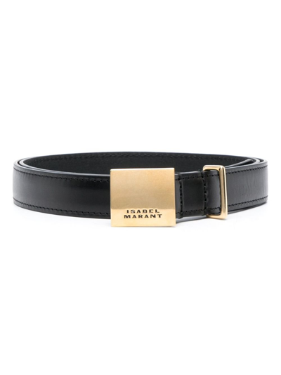 Shop Isabel Marant Black Lowell Leather Belt