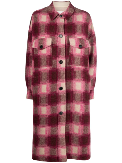 Shop Marant Etoile Pink Checked Single-breasted Coat