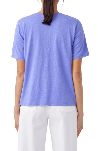 Eileen Fisher Easy V-neck Slub T-shirt In Hydrangea