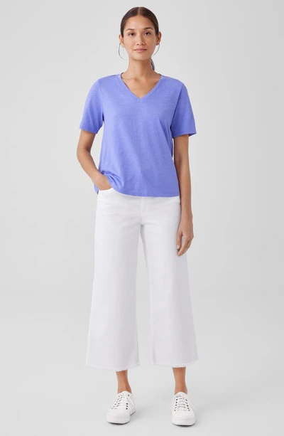 Eileen Fisher Easy V-neck Slub T-shirt In Hydrangea