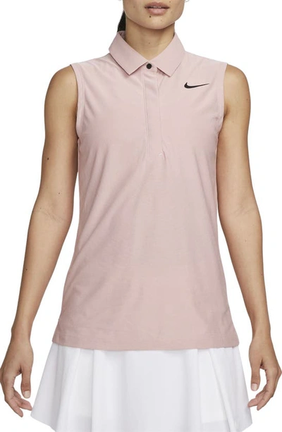 Shop Nike Dri-fit Advantage Sleeveless Golf Polo In Pink Oxford/black