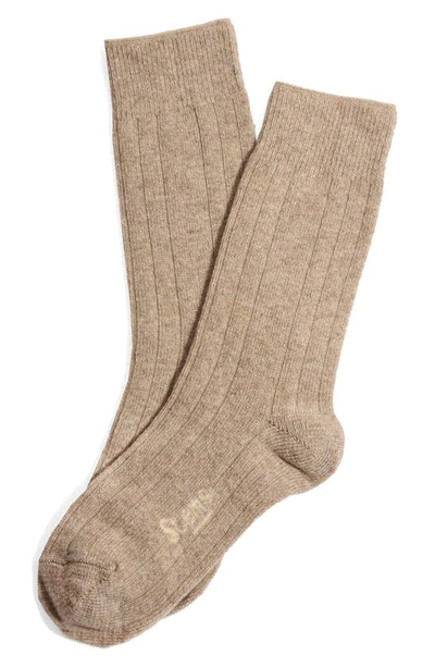 Shop Stems Luxe Merino Wool & Cashmere Blend Crew Socks In Oat