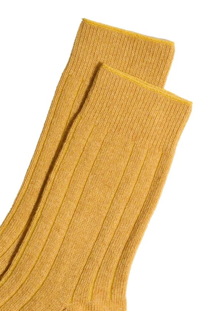 Stems Lux Cashmere Wool Crew Socks In Ochre