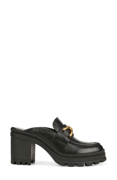 Veronica Beard Wynter Leather Heeled Loafer Mules In Black