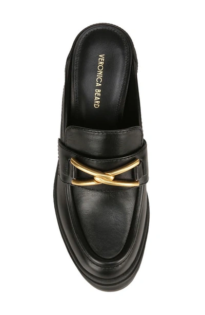 Veronica Beard Wynter Leather Heeled Loafer Mules In Black