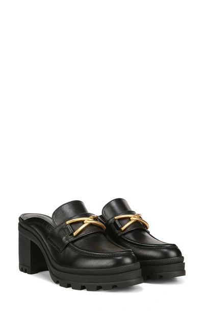 Veronica Beard Wynter Leather Heeled Loafer Mules In Black