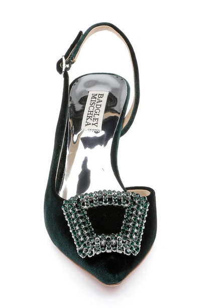 Shop Badgley Mischka Enida Slingback Half D'orsay Pointed Toe Pump In Dark Emerald
