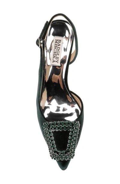 Shop Badgley Mischka Enida Slingback Half D'orsay Pointed Toe Pump In Dark Emerald