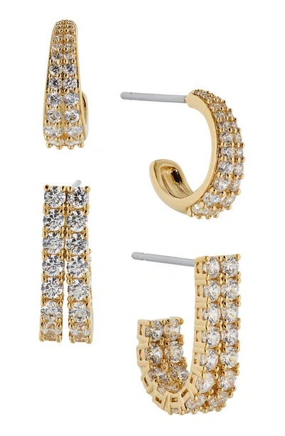 Shop Nadri Disco Duo Pavé Cubic Zirconia J-hoop Earrings In Gold