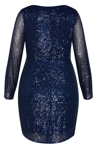 Shop City Chic Razzle Long Sleeve Dress In Navy
