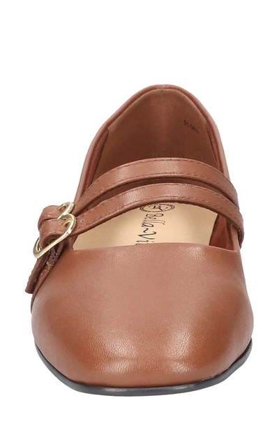 Bella Vita Davenport Womens Leather Square Toe Mary Janes In Dark Tan Leather