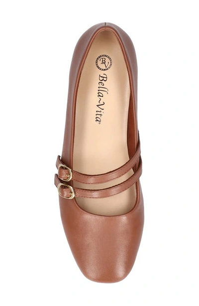 Bella Vita Davenport Womens Leather Square Toe Mary Janes In Dark Tan Leather