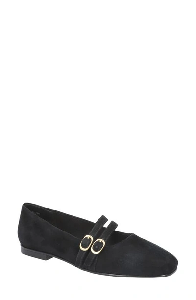 Shop Bella Vita Davenport Double Strap Mary Jane In Black Suede Leather