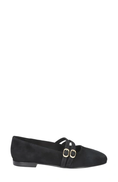 Shop Bella Vita Davenport Double Strap Mary Jane In Black Suede Leather