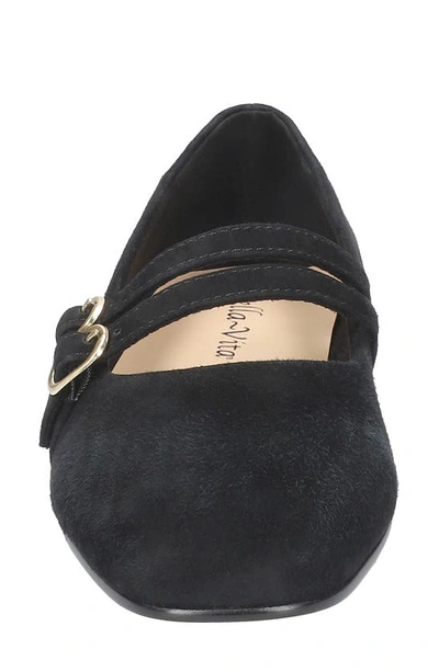 Shop Bella Vita Davenport Double Strap Mary Jane In Black Suede Leather