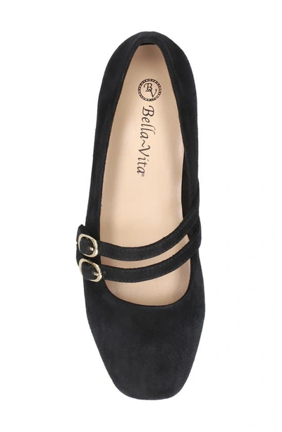 Shop Bella Vita Davenport Double Strap Mary Jane In Black Suede Leather