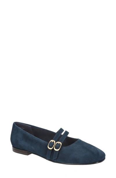 Shop Bella Vita Davenport Double Strap Mary Jane In Navy Suede Leather