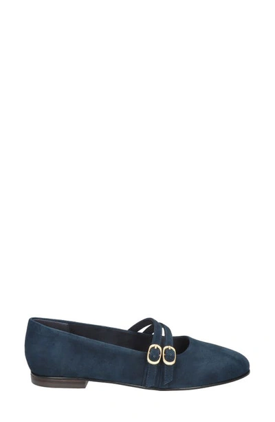 Shop Bella Vita Davenport Double Strap Mary Jane In Navy Suede Leather