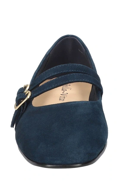 Shop Bella Vita Davenport Double Strap Mary Jane In Navy Suede Leather