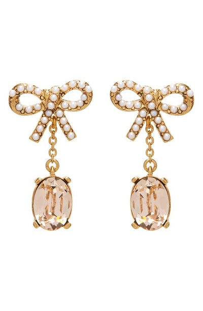 Shop Oscar De La Renta Lil' Bobbi Crystal & Imitation Pearl Drop Earrings In Rose
