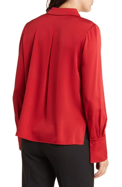 Shop Kobi Halperin Larissa Stretch Silk Blouse In Burnt Red