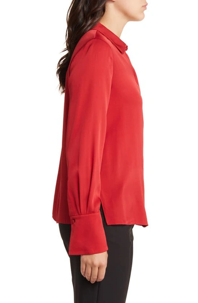 Shop Kobi Halperin Larissa Stretch Silk Blouse In Burnt Red