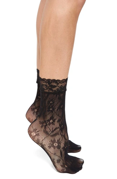 Shop Stems Floral Fishnet Socks In Black