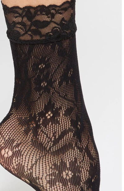 Stems Floral Fishnet Socks In Black