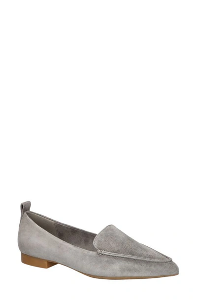 Shop Bella Vita Alessi Pointed Toe Loafer In Grey Suede Leather