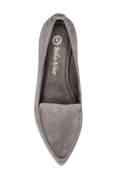 Shop Bella Vita Alessi Pointed Toe Loafer In Grey Suede Leather