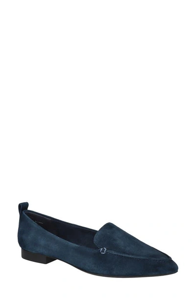 Shop Bella Vita Alessi Pointed Toe Loafer In Navy Suede Leather