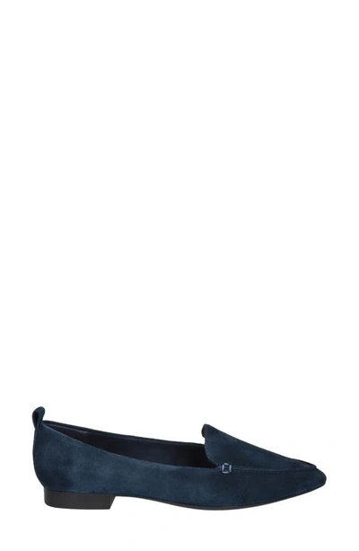 Shop Bella Vita Alessi Pointed Toe Loafer In Navy Suede Leather