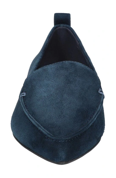 Bella Vita Alessi Pointed Toe Loafer In Navy Suede Leather