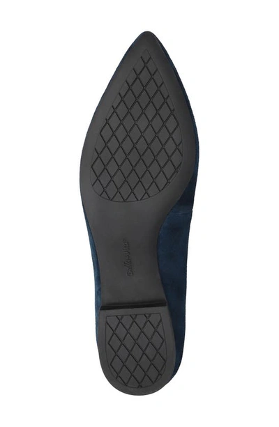 Bella Vita Alessi Pointed Toe Loafer In Navy Suede Leather
