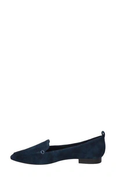 Bella Vita Alessi Pointed Toe Loafer In Navy Suede Leather