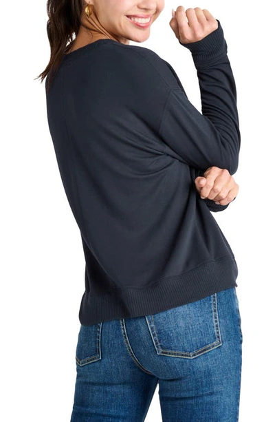 Shop Splendid Crewneck Pullover In Navy