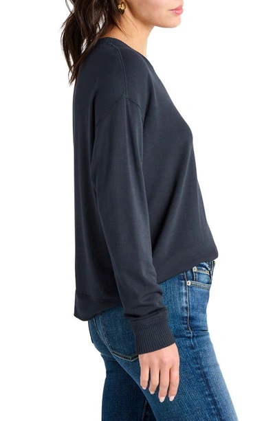 Shop Splendid Crewneck Pullover In Navy