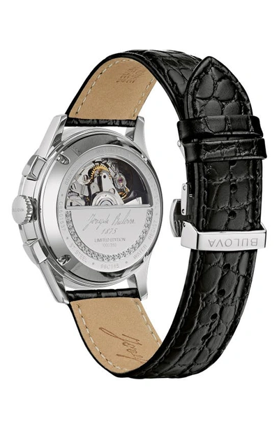 Shop Bulova Joseph  Leather Strap Chronograph Watch, 42mm In Silverone
