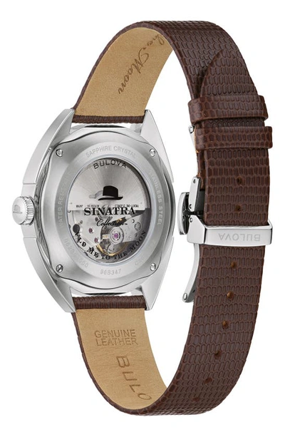 Shop Bulova Frank Sinatra Fly Me To The Moon Leather Strap Watch, 39mm In Silverone